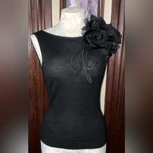 Badgley Mischka cashmere flower knit S